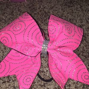 Pink sparkly cheer bow